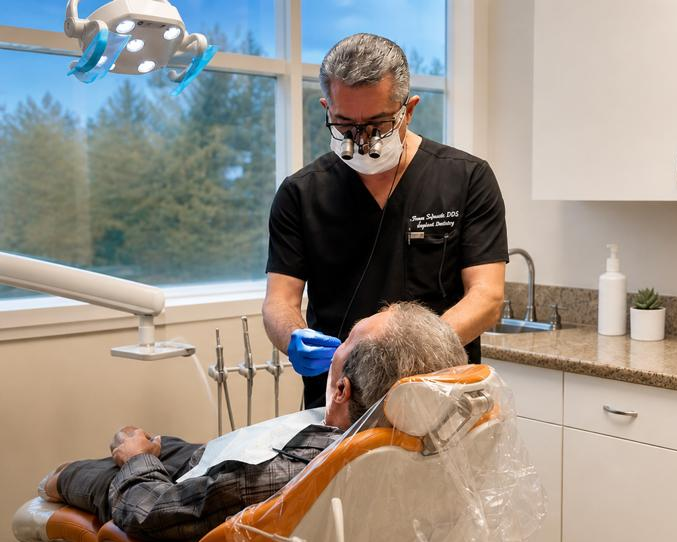 Dr. Tafreshi treating a patient in a modern AVF Dental Group operatory