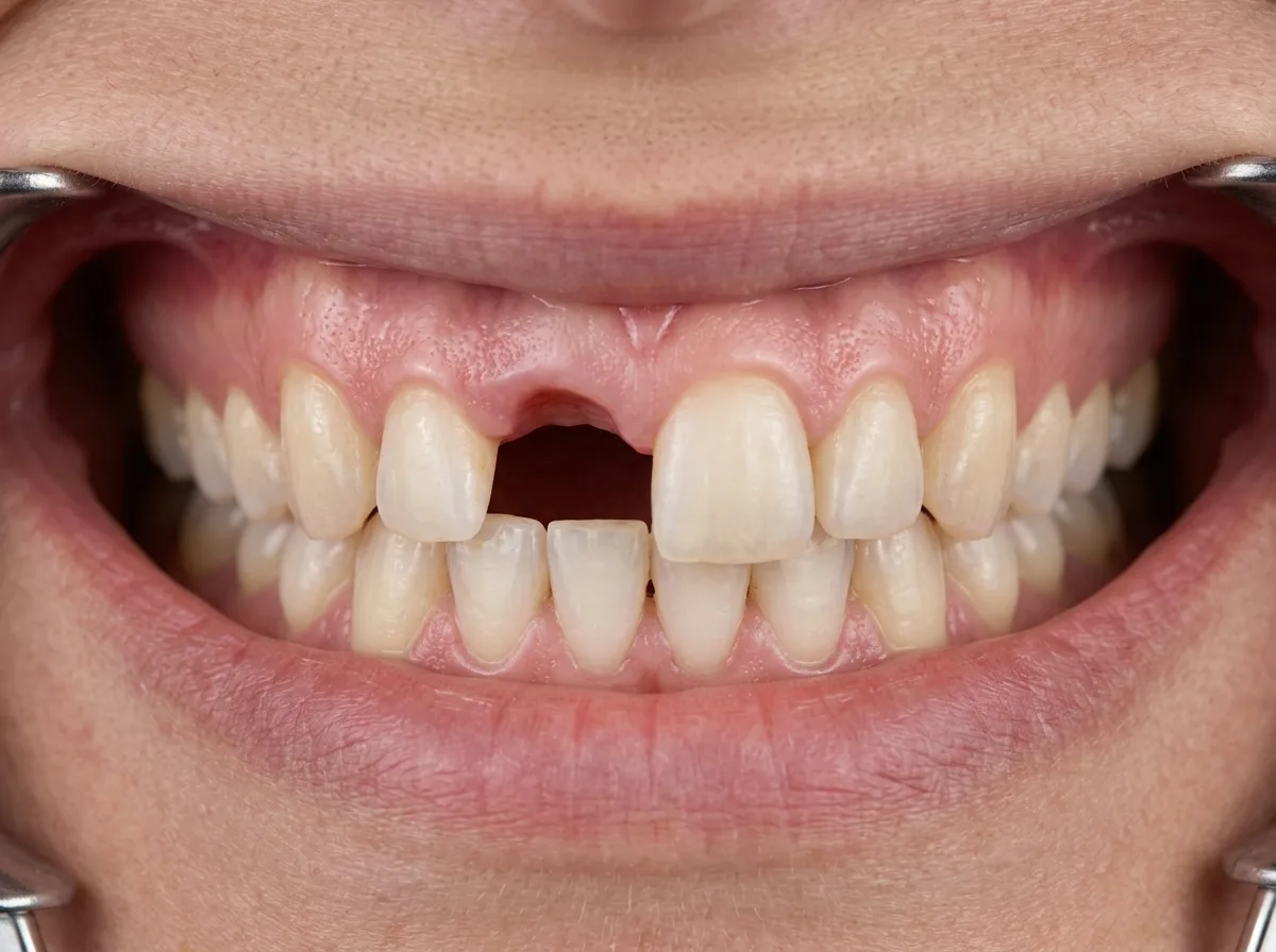 Single Front Tooth Implant — before